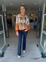 Load image into Gallery viewer, SILK BLEND LEOPARD BOMBER - ORANGE
