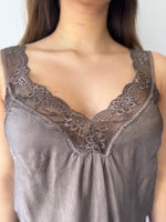 Load image into Gallery viewer, LACE CAMI * CHOCOLATE
