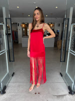 Load image into Gallery viewer, MORAYA FRINGE MAXI DRESS CHILLI
