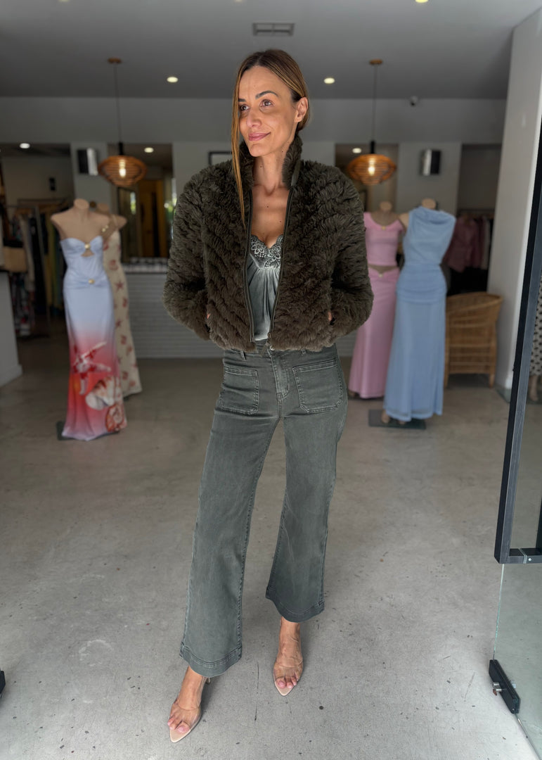 SYBIL FAUX FUR BOMBER JACKET