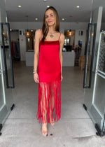 Load image into Gallery viewer, MORAYA FRINGE MAXI DRESS CHILLI
