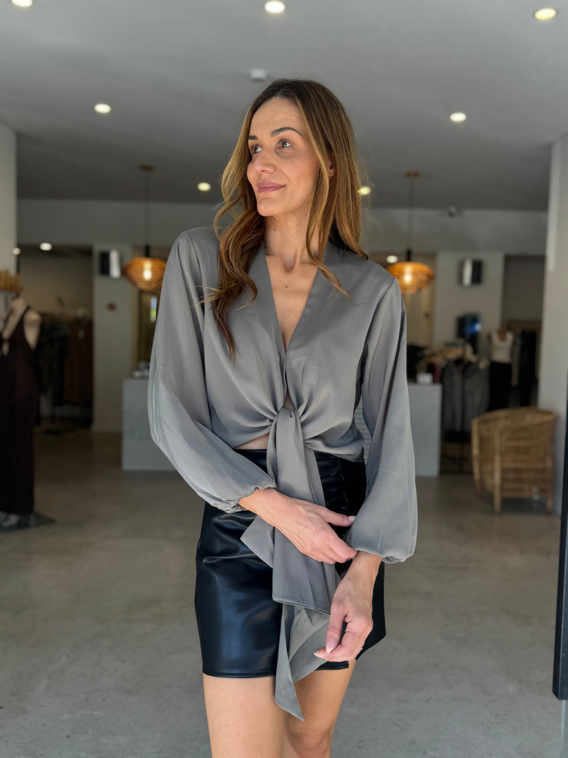 TILLY TIE BLOUSE KHAKI