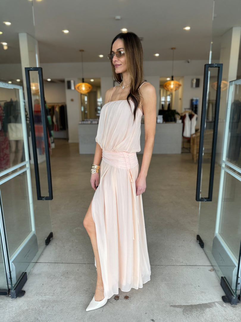 CAMILLE BLOUSON DRESS PEACH