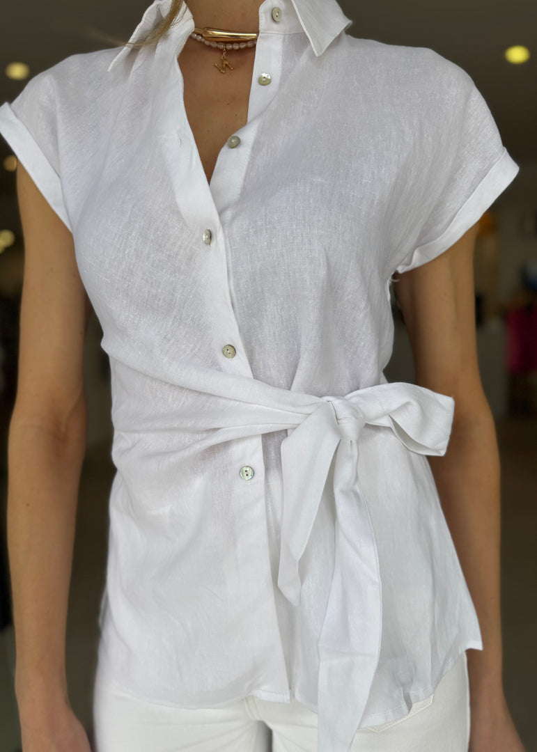 KIVA SIDE TIE BLOUSE WHITE