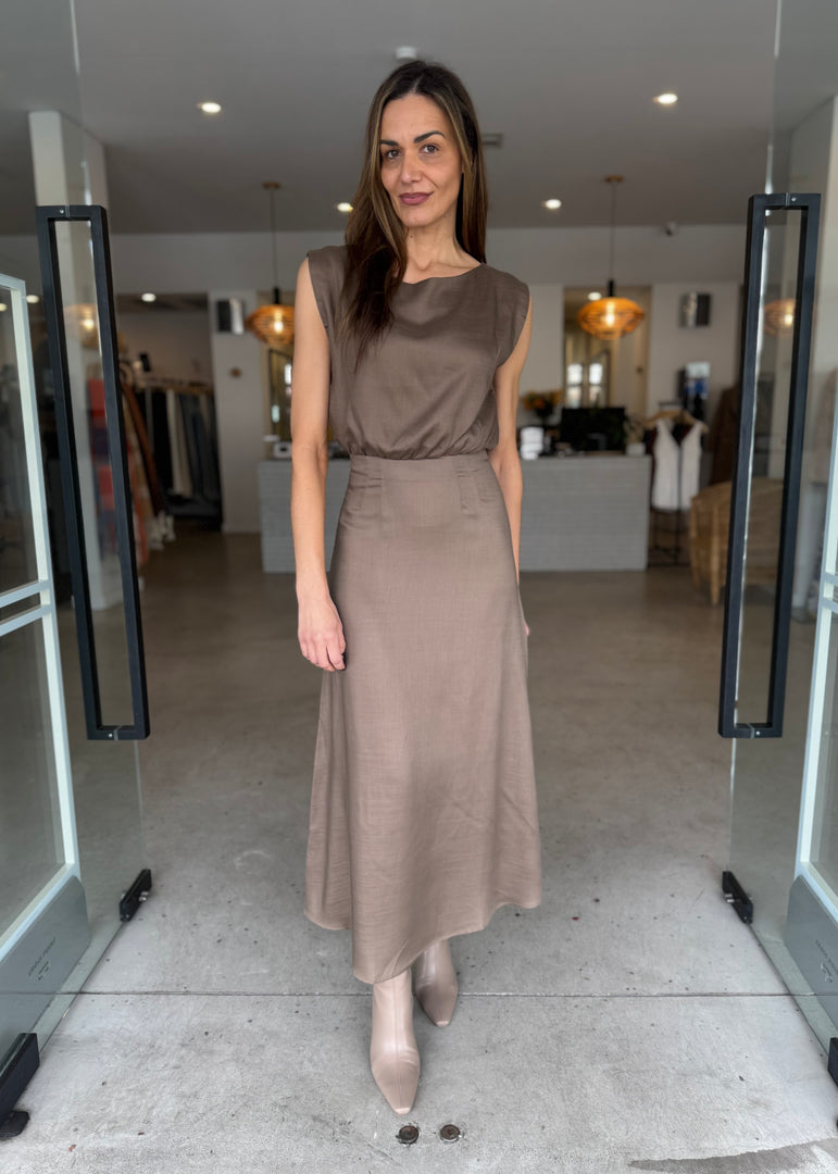 WILLA MIDI SKIRT TRUFFLE