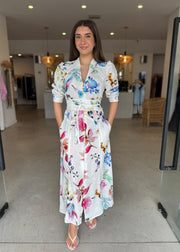 XENIA LINEN BLEND DRESS - PLUME