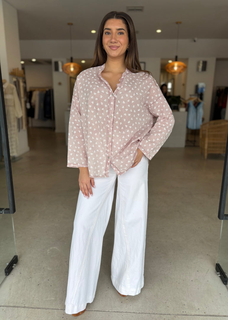 HEART COTTON SHIRT - ROSA