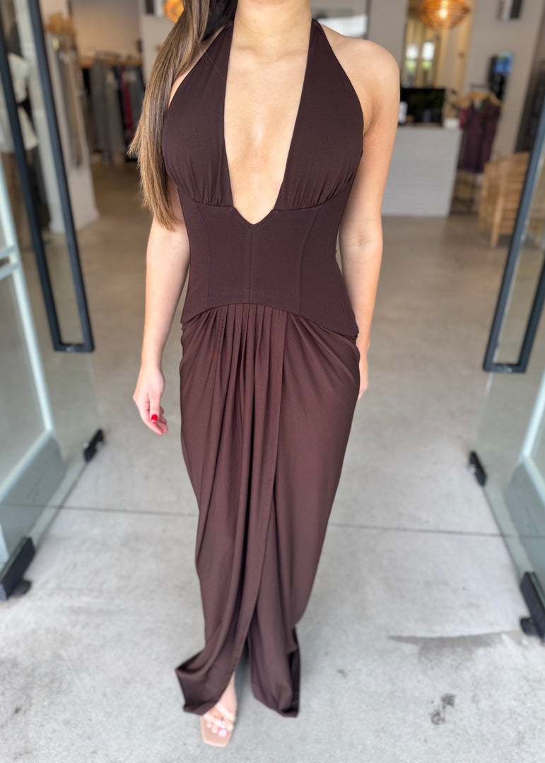LANDON DRESS - CHOCOLATE