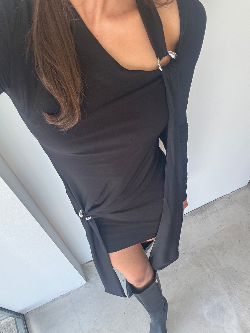 TENSION JERSEY MINI DRESS