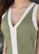 Load image into Gallery viewer, MONOCHROME DRESS SAGE CREAM
