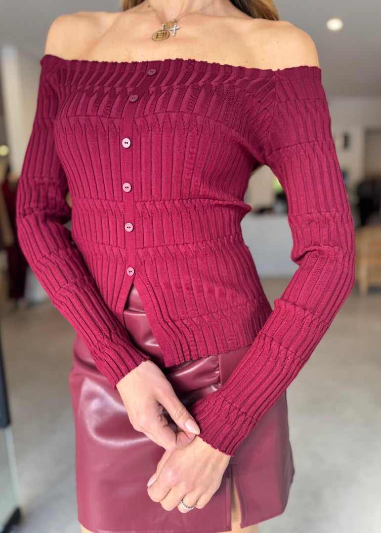 MAI OFF SHOULDER KNIT - MERLOT
