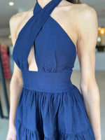 Load image into Gallery viewer, CELESTE HALTER MINI DRESS - MIDNIGHT
