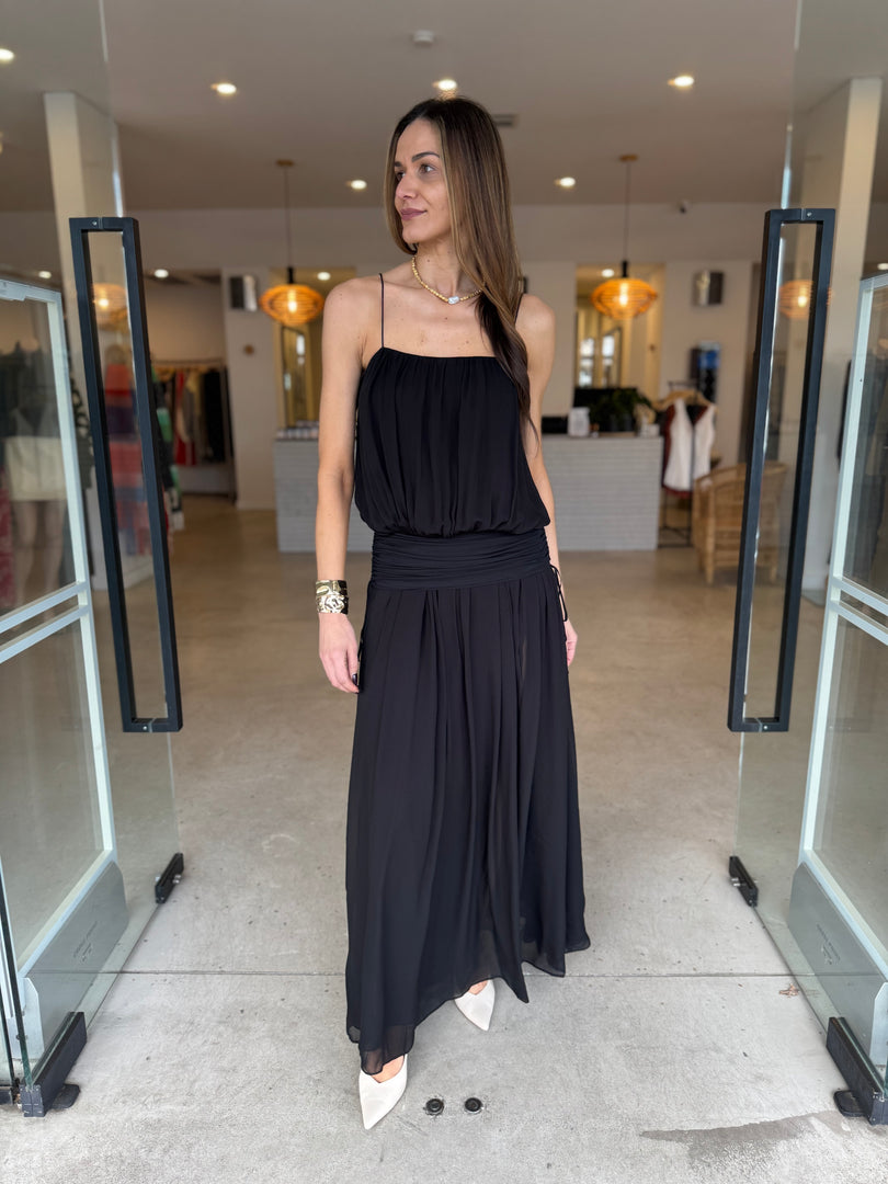 CAMILLE BLOUSON DRESS BLACK