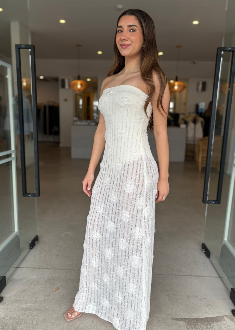 AMELIE STRAPLESS DRESS - IVORY
