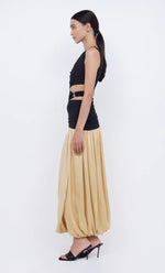 Load image into Gallery viewer, SERENE ASYM MAXI DRESS BLK/STRAW
