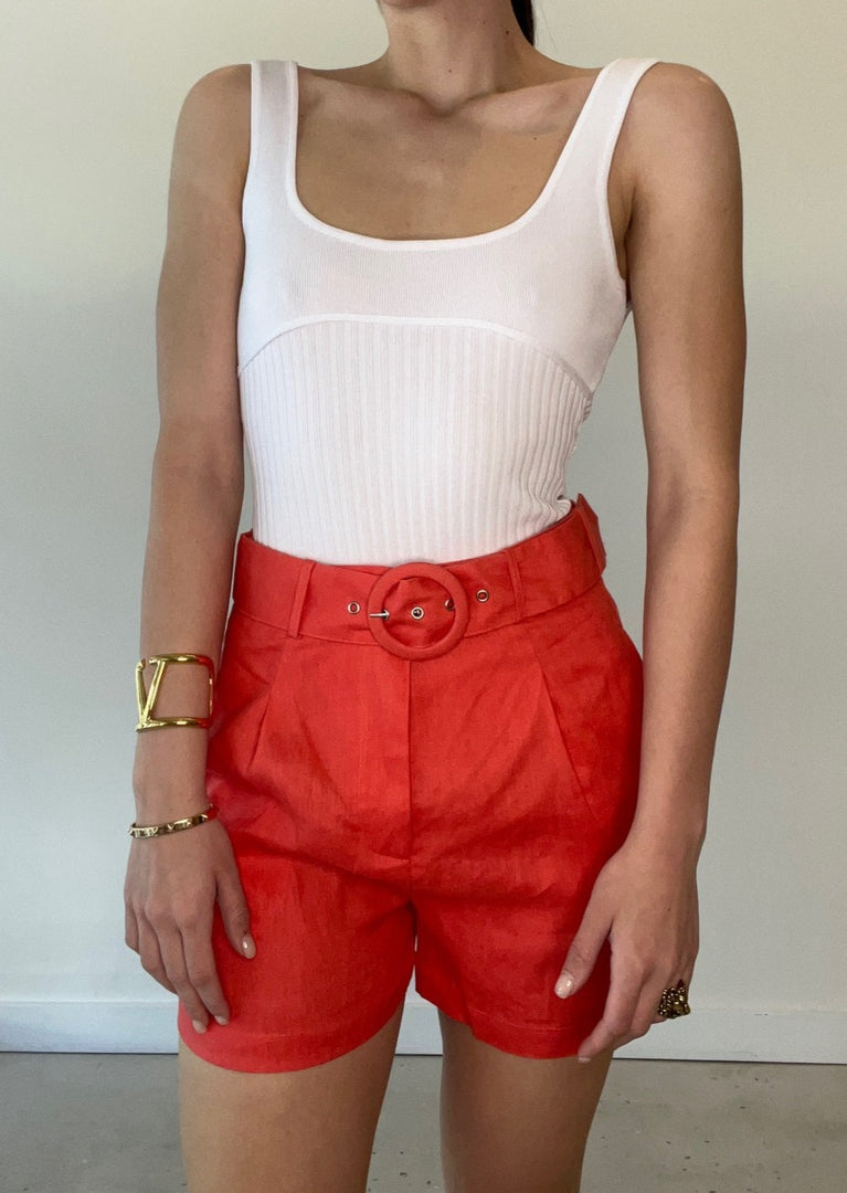BRYDIE LINEN SHORT POPPY