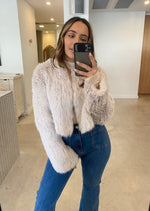 Load image into Gallery viewer, LOLA CROP FUR JACKET - STONE
