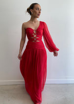 Load image into Gallery viewer, MARGOT LS LACE UP MAXI DRESS
