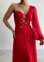 Load image into Gallery viewer, MARGOT LS LACE UP MAXI DRESS
