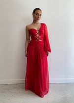 Load image into Gallery viewer, MARGOT LS LACE UP MAXI DRESS
