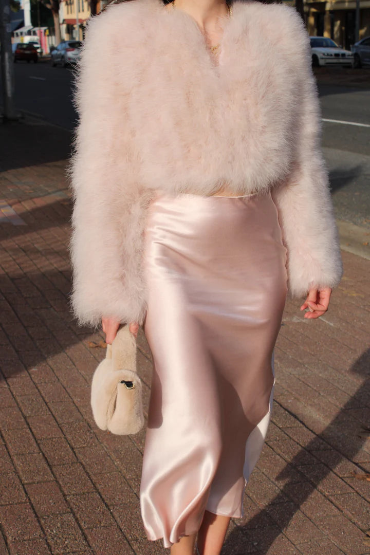 MANHATTAN CROP JACKET - BABY PINK