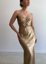 Load image into Gallery viewer, ROYALE STRAPLESS MAXI DRESS GOLD
