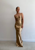 Load image into Gallery viewer, ROYALE STRAPLESS MAXI DRESS GOLD
