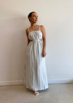 Load image into Gallery viewer, YIN LINEN DRESS AZURE STRIPE
