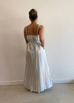 Load image into Gallery viewer, YIN LINEN DRESS AZURE STRIPE
