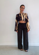 Load image into Gallery viewer, VACAY LINEN PANT BLACK
