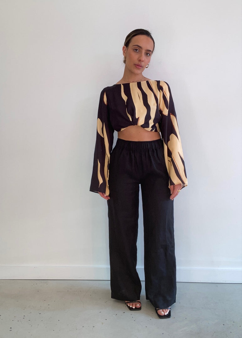 VACAY LINEN PANT BLACK