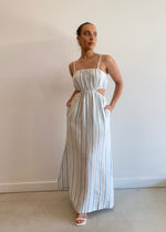 Load image into Gallery viewer, YIN LINEN DRESS AZURE STRIPE
