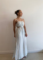 Load image into Gallery viewer, YIN LINEN DRESS AZURE STRIPE
