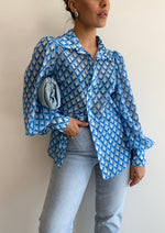Load image into Gallery viewer, FLEETWOOD BLOUSE - BLUE GEO
