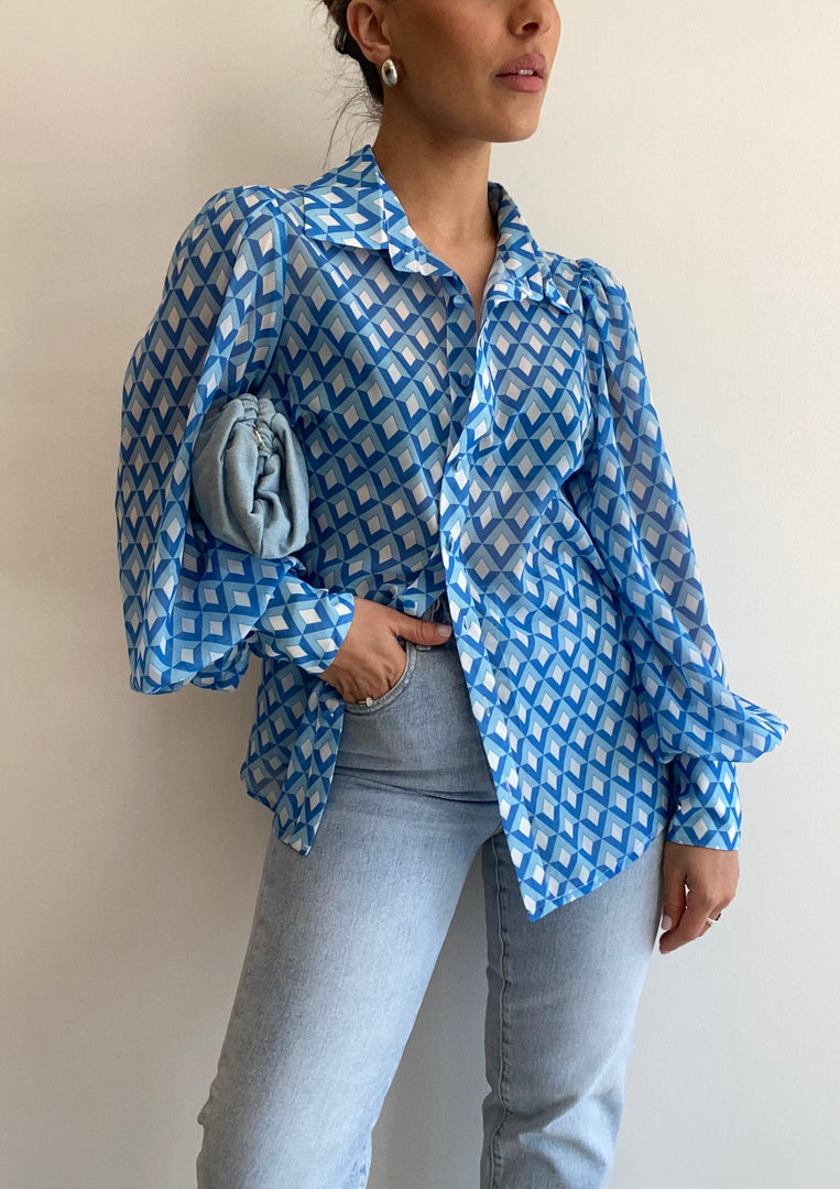 FLEETWOOD BLOUSE - BLUE GEO