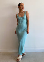 Load image into Gallery viewer, STAS CUPRO SLIP DRESS AQUA
