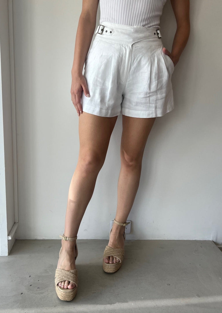 EUGENE LINEN SHORT - WHITE