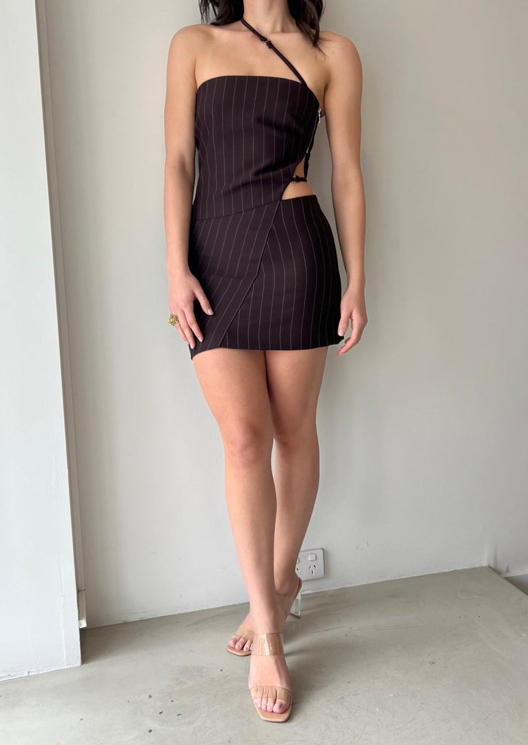 JADE ASYM MINI DRESS - PLUM