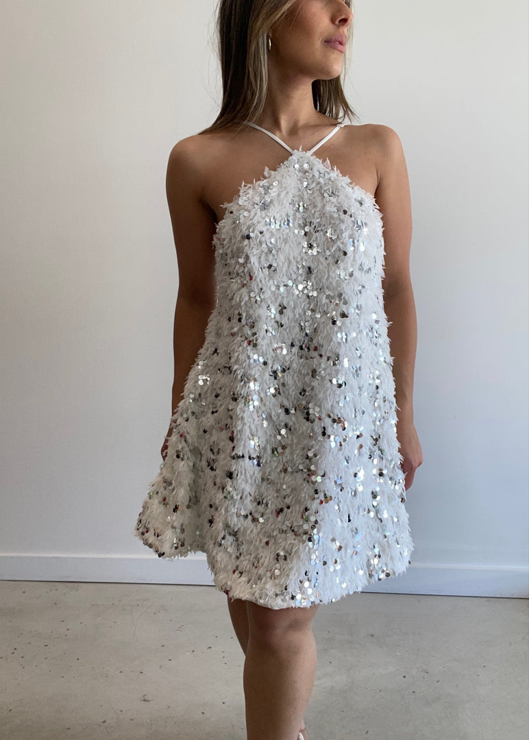 ITALO DRESS WHITE SILVER