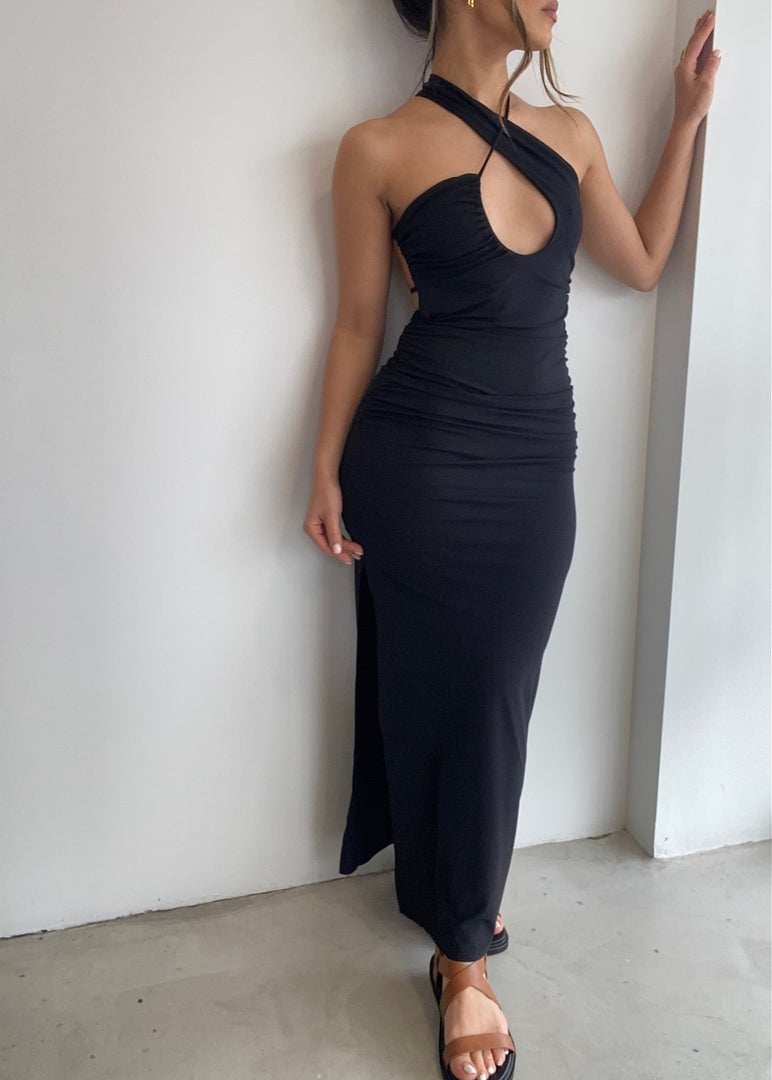 MONTANA CROSS OVER DRESS - BLACK
