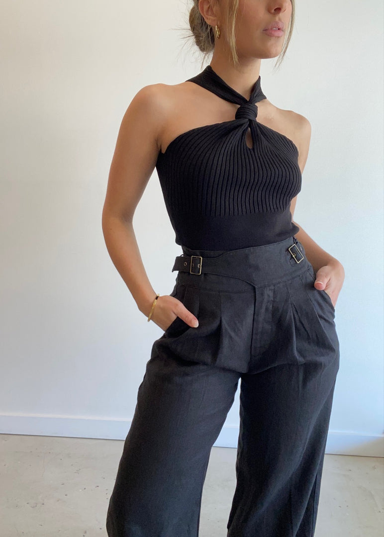 EUGENE LINEN PANT - BLACK