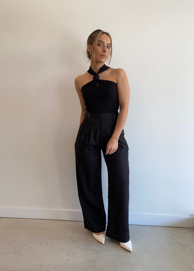 EUGENE LINEN PANT - BLACK