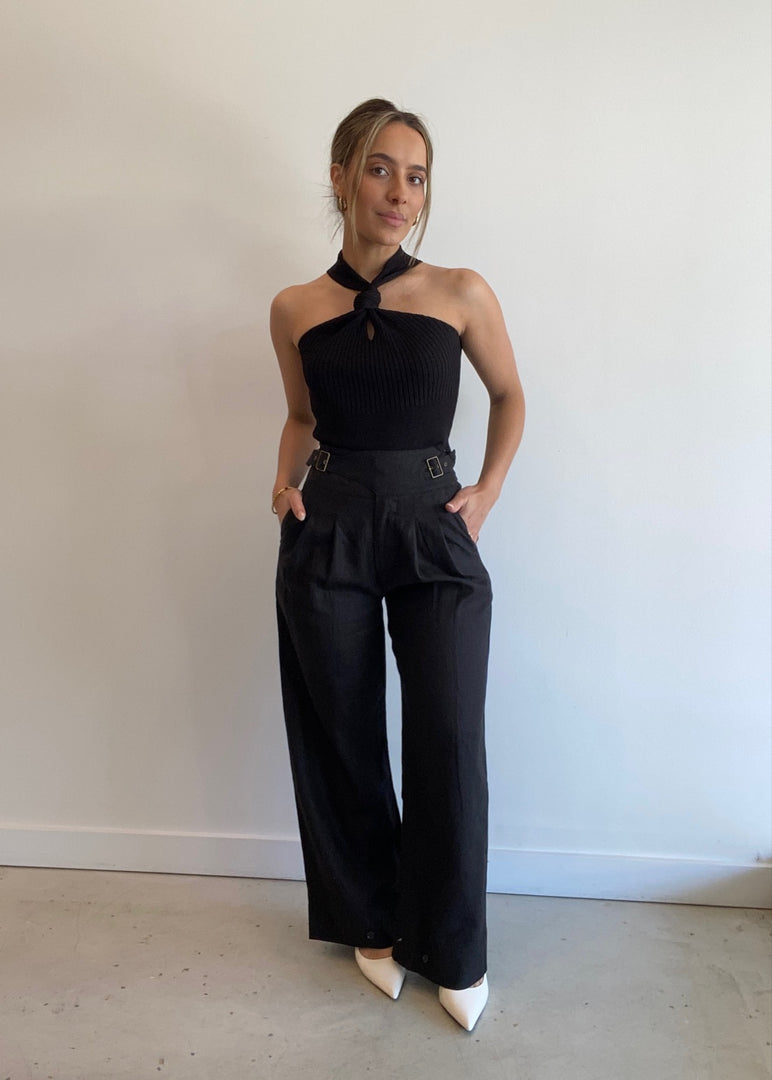 EUGENE LINEN PANT - BLACK