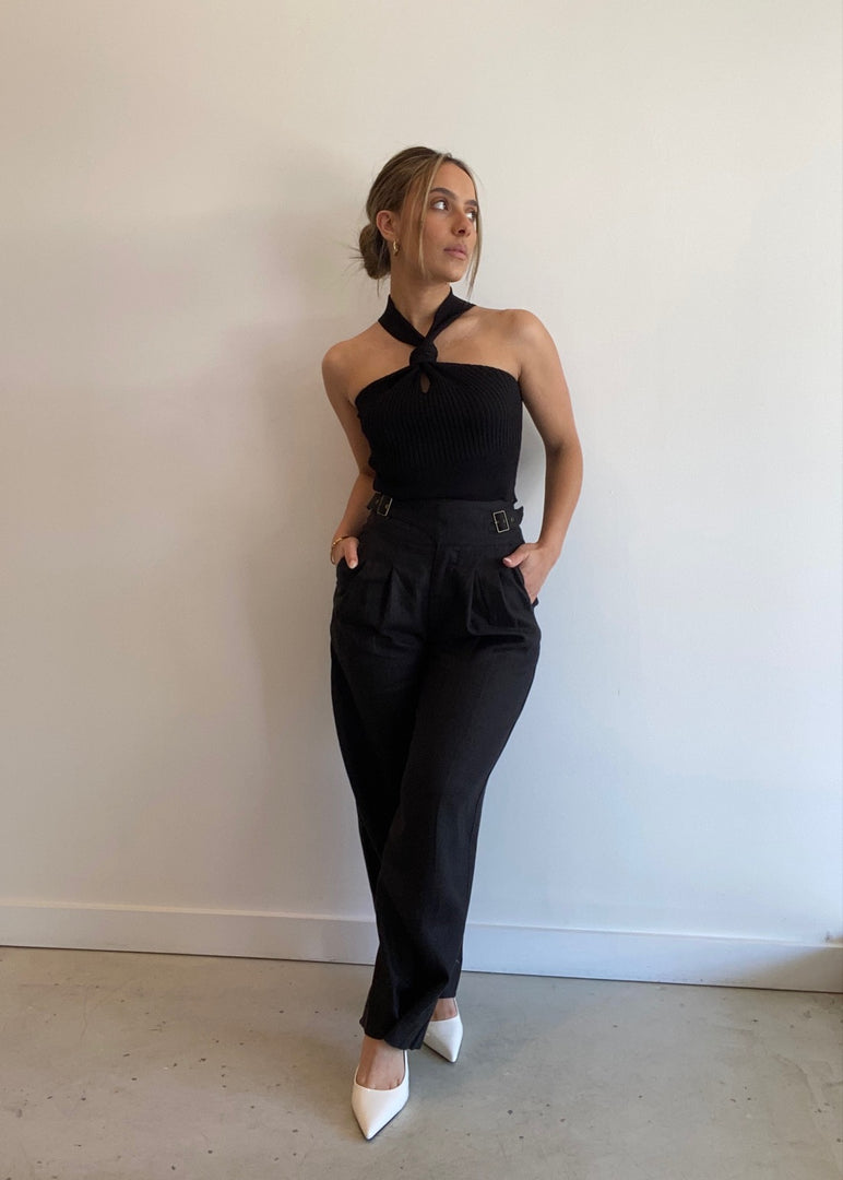 EUGENE LINEN PANT - BLACK