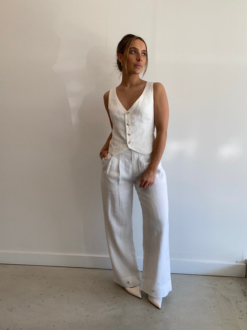 EUGENE LINEN PANT - WHITE