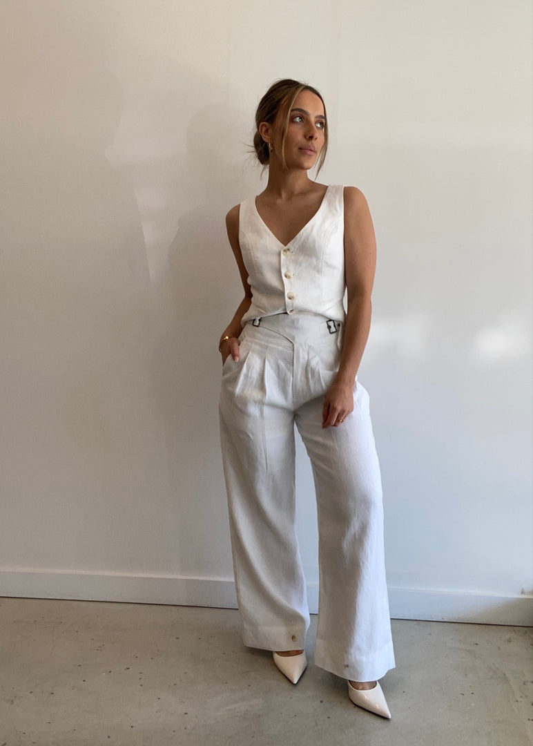 EUGENE LINEN PANT - WHITE