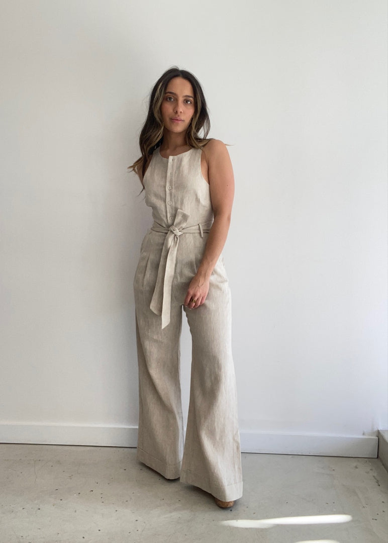 IMARI LINEN JUMPSUIT - NATURAL