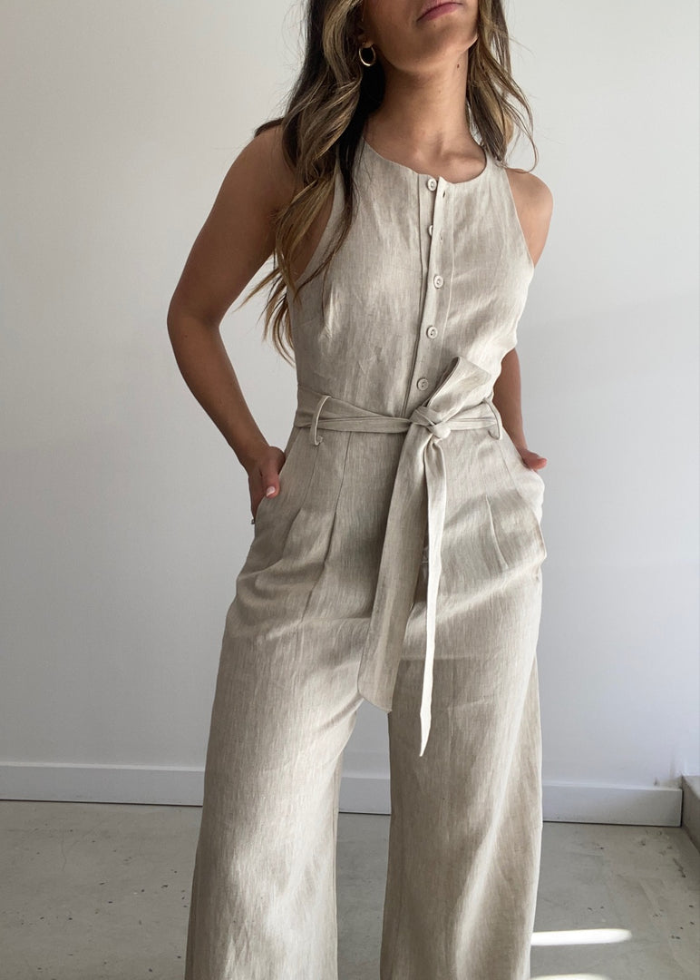 IMARI LINEN JUMPSUIT - NATURAL