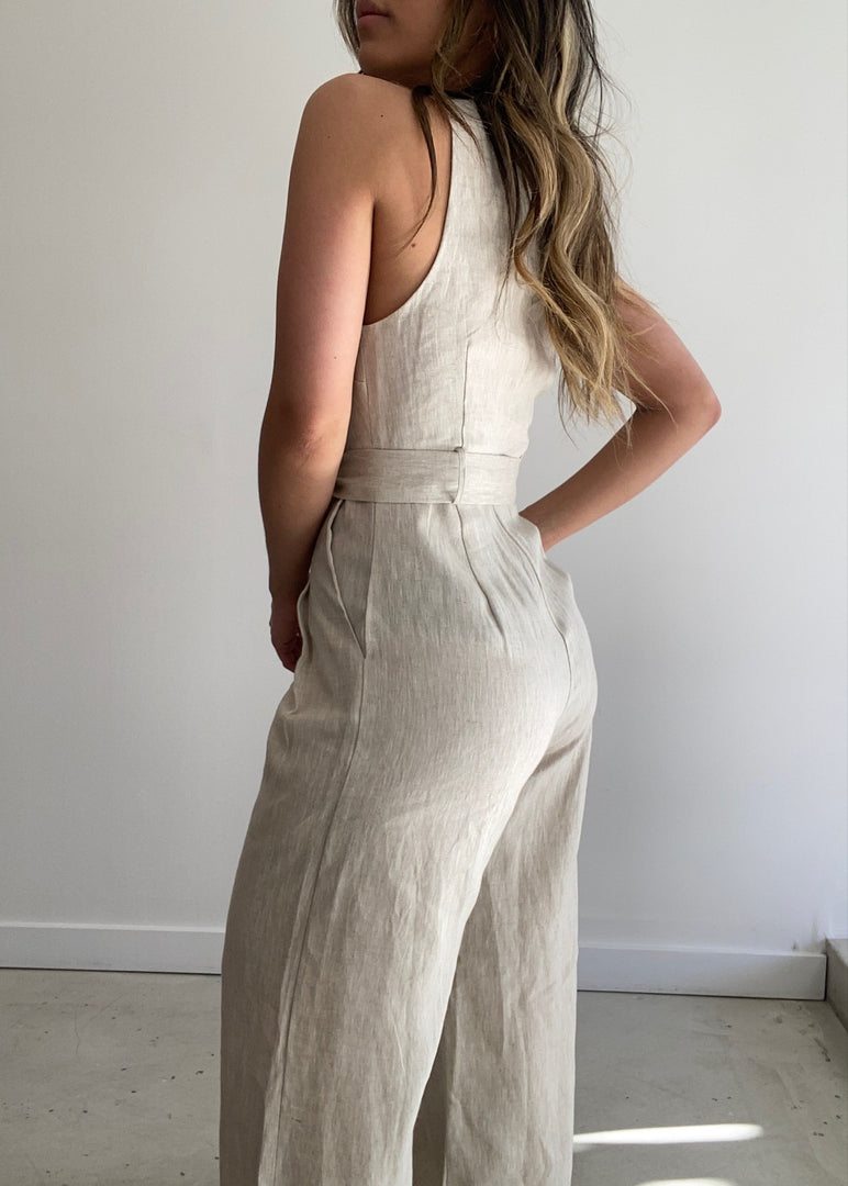 IMARI LINEN JUMPSUIT - NATURAL