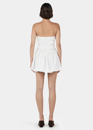 JENNY STUDDED MINI DRESS IVORY